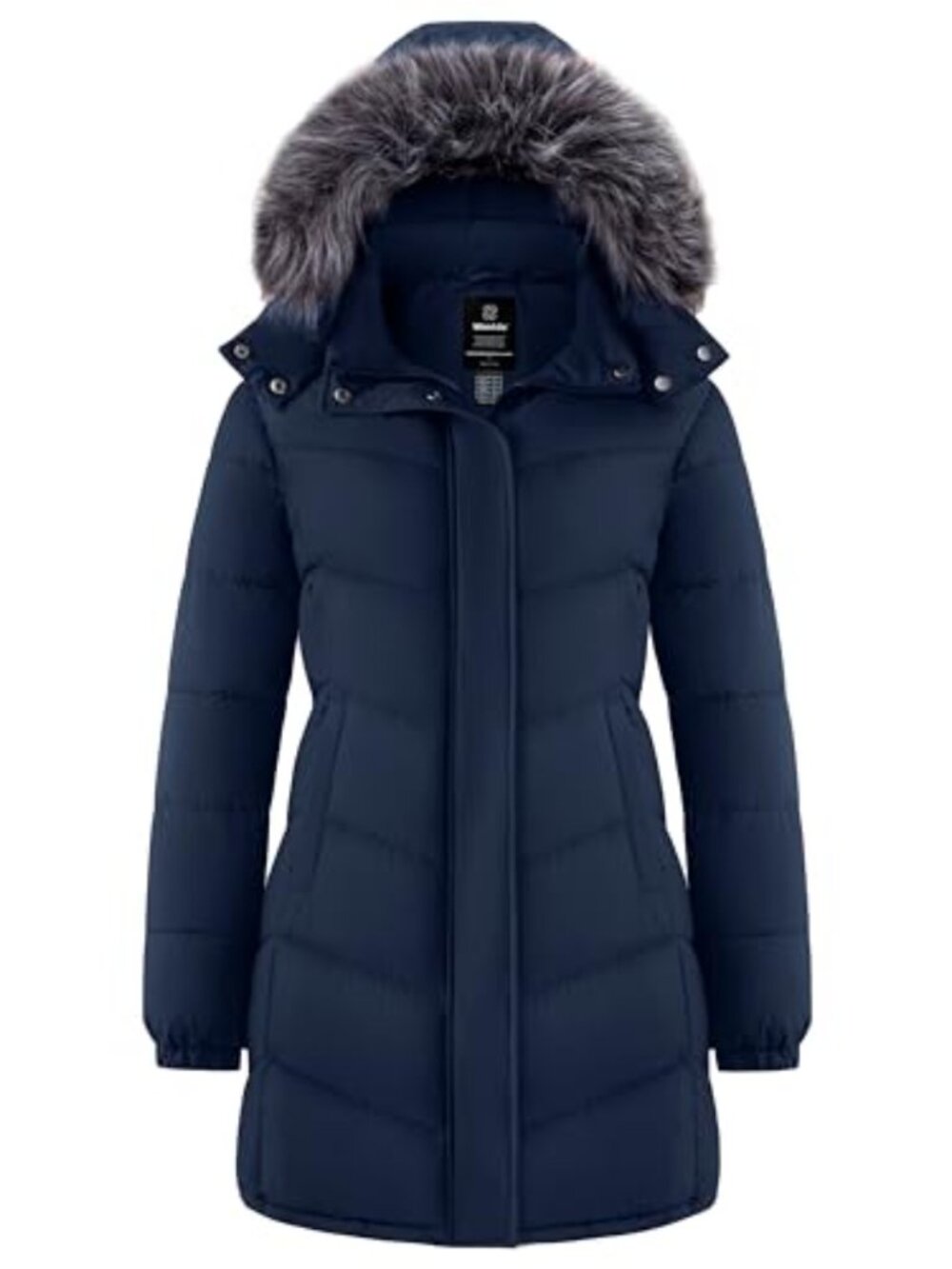 Quilted Puffer Jacket Long Hooded Winter Coat Warm Waterproof